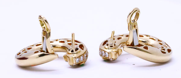 CARTIER PANTHERE 18 KT YELLOW GOLD DIAMONDS & EMERALDS EAR CLIPS EARRINGS