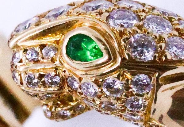 CARTIER PANTHERE 18 KT YELLOW GOLD DIAMONDS & EMERALDS EAR CLIPS EARRINGS
