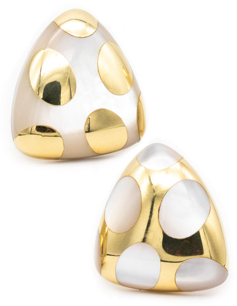 TIFFANY & CO BY ANGELA CUMMINGS 18 KT GOLD EARRINGS POLKA DOT PATTERN WITH NACRE