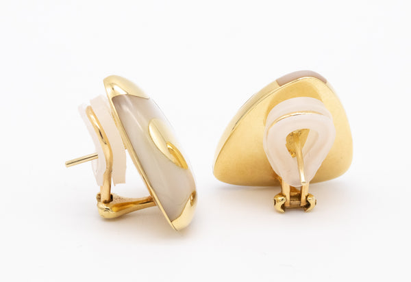 TIFFANY & CO BY ANGELA CUMMINGS 18 KT GOLD EARRINGS POLKA DOT PATTERN WITH NACRE