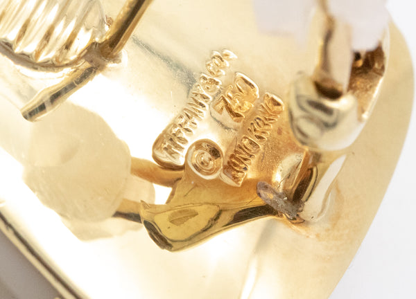 TIFFANY & CO BY ANGELA CUMMINGS 18 KT GOLD EARRINGS POLKA DOT PATTERN WITH NACRE