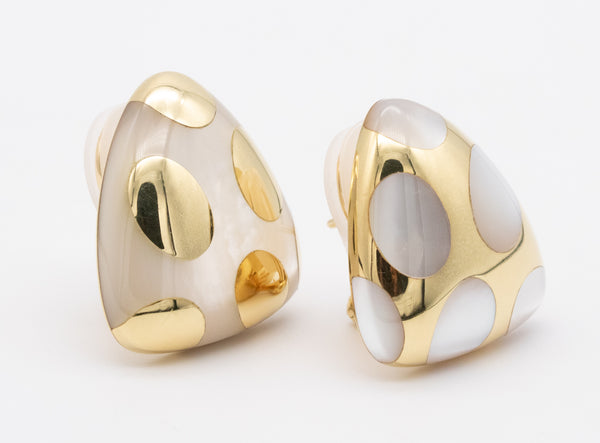 TIFFANY & CO BY ANGELA CUMMINGS 18 KT GOLD EARRINGS POLKA DOT PATTERN WITH NACRE