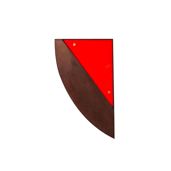 Thomas Gentille 1970 Geometric Red Lucite Brooch In 18kt Gold Bronze And Copper