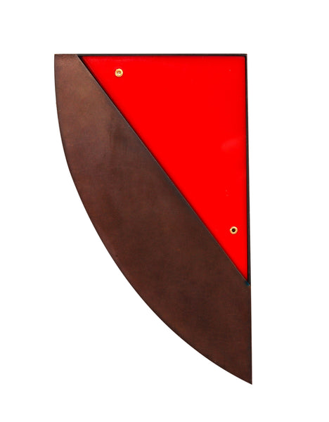 Thomas Gentille 1970 Geometric Red Lucite Brooch In 18kt Gold Bronze And Copper