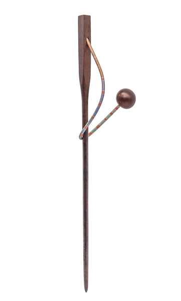 Thomas Gentille 1970 Sculptural Hair Pin In Polychrome Sterling And Ebony Wood
