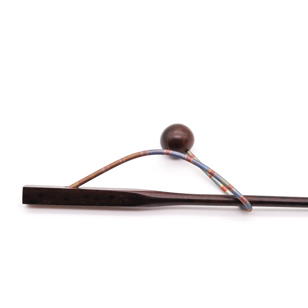 Thomas Gentille 1970 Sculptural Hair Pin In Polychrome Sterling And Ebony Wood