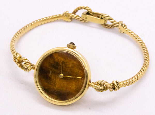 GUCCI 1960'S RARE RETRO 18 KT WRISTWATCH WITH GOLDEN TIGER EYE DIAL