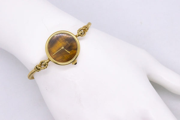 GUCCI 1960'S RARE RETRO 18 KT WRISTWATCH WITH GOLDEN TIGER EYE DIAL