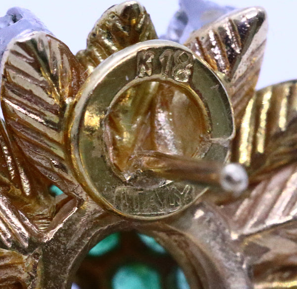MID CENTURY 18 KT EARRINGS WITH 5.48 Cts COLOMBIAN EMERALDS & DIAMONDS