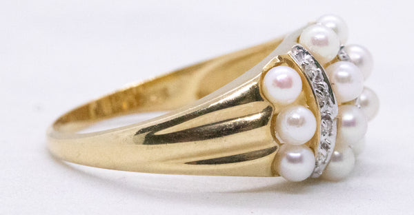 PEARLS AND DIAMONDS 14 KT GOLD CLASSIC RING