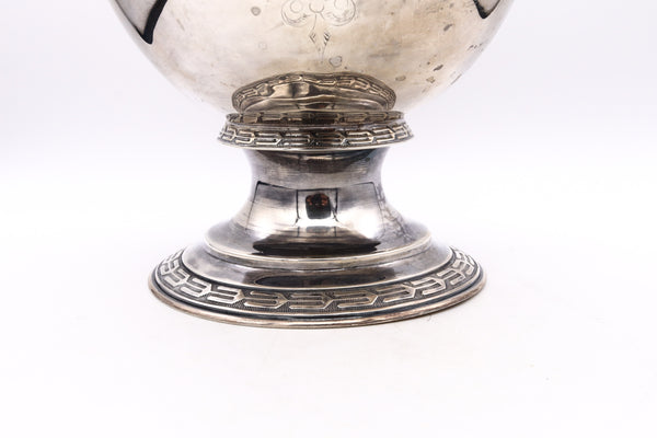 William Gale  Son 1856 New York Rare Etruscan Medallion Wine Pitcher Ewer In Sterling Silver