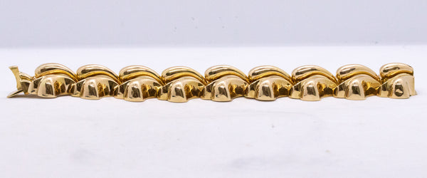 RETRO 1950'S BULK 18 KT GOLD GEOMETRIC BRACELET ITALIAN POST WAR DESIGN