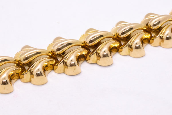 RETRO 1950'S BULK 18 KT GOLD GEOMETRIC BRACELET ITALIAN POST WAR DESIGN