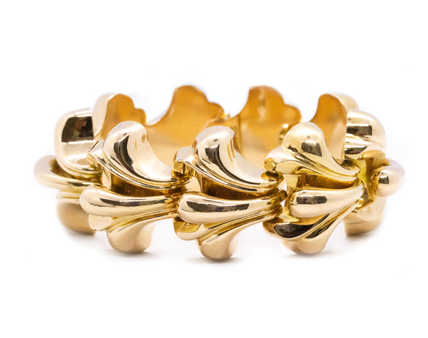 RETRO 1950'S BULK 18 KT GOLD GEOMETRIC BRACELET ITALIAN POST WAR DESIGN