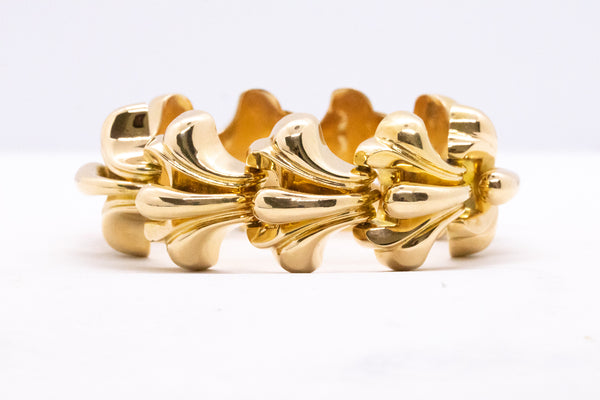 RETRO 1950'S BULK 18 KT GOLD GEOMETRIC BRACELET ITALIAN POST WAR DESIGN