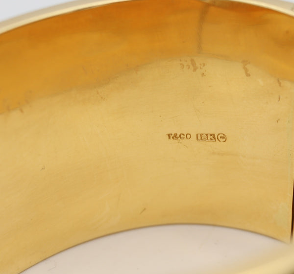 TIFFANY & CO. 1977 Angela Cummings Geometric Orchids Bangle In 18Kt Jade & Lapis