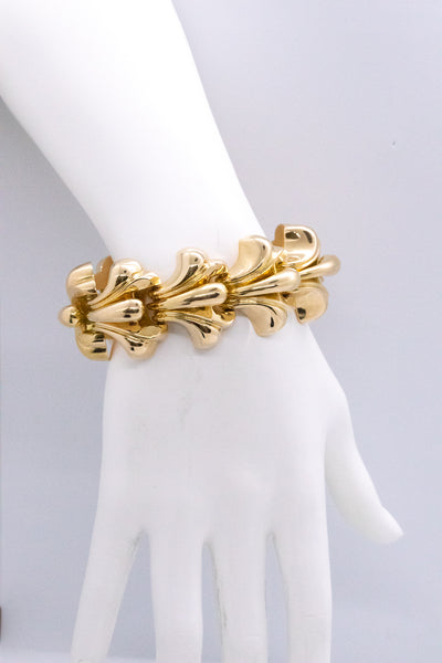 RETRO 1950'S BULK 18 KT GOLD GEOMETRIC BRACELET ITALIAN POST WAR DESIGN