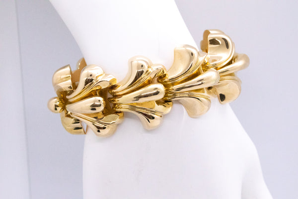 RETRO 1950'S BULK 18 KT GOLD GEOMETRIC BRACELET ITALIAN POST WAR DESIGN