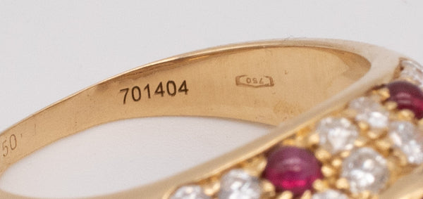 CARTIER PARIS 18 KT GOLD CORINTH MODEL RING WITH 2.23 Ctw IN DIAMONDS & RUBIES.