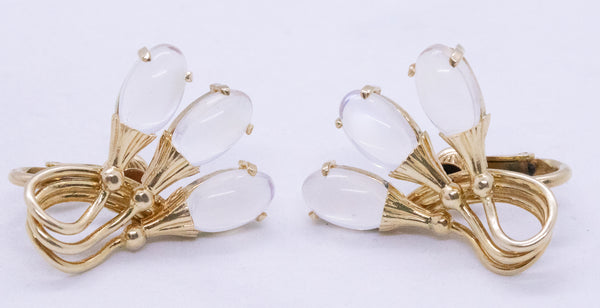 TIFFANY & CO. 1940 MOONSTONES RETRO SET OF EARRINGS & PENDANT