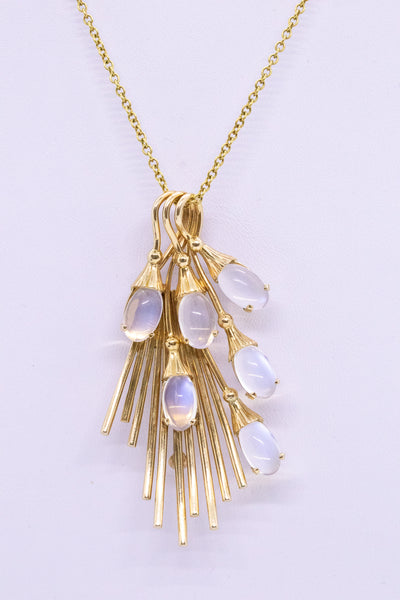 TIFFANY & CO. 1940 MOONSTONES RETRO SET OF EARRINGS & PENDANT