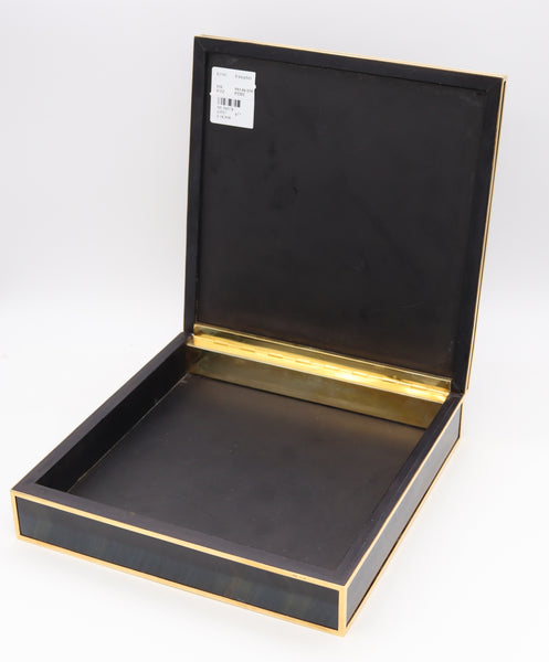 Fasano Torino Luxury Desk Box In 18Kt Yellow Gold With Rare Blue Hawk Eye Quartz