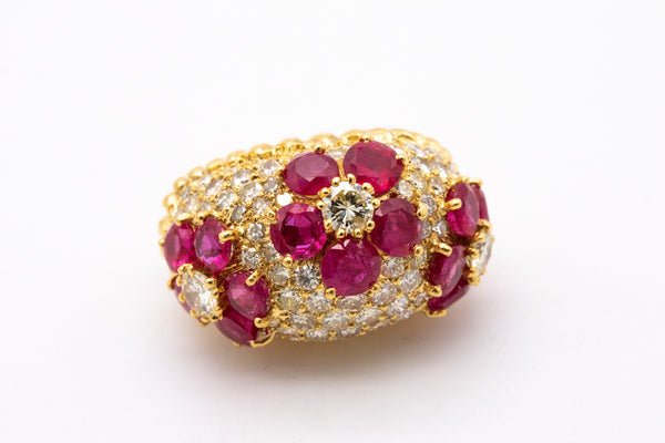 BOMBE CLUSTER EARRINGS IN 18 KT GOLD WITH 25.18 Ctw IN DIAMONDS AND RUBIES