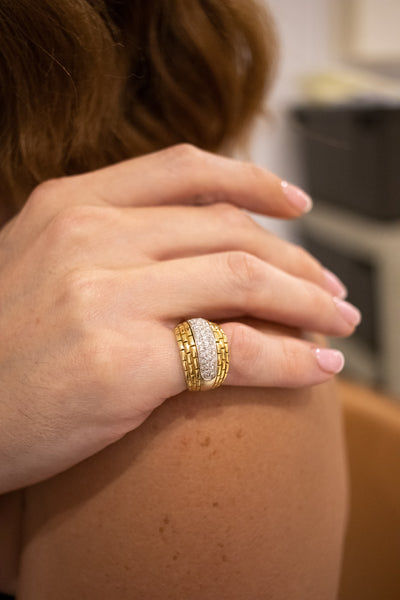 CARTIER PARIS 18 KT YELLOW GOLD DIAMONDS LADY MAILLON PANTHERE RING BAND