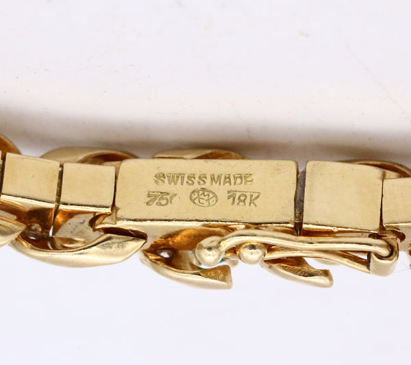 Gubelin 1960 Swiss 18Kt Yellow Gold Bracelet With 4.64 Ctw In Colombian Emeralds And Diamonds