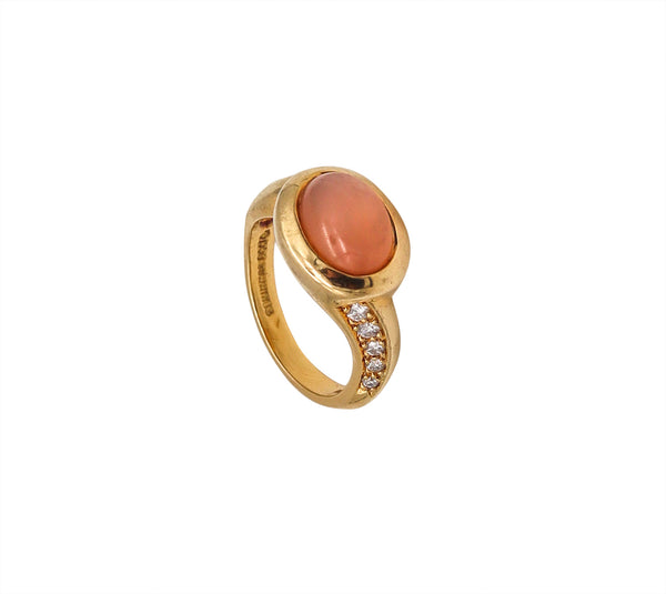 Angela Cummings Ring In 18Kt Gold With 4.98 Ctw In Diamonds And Moonstone