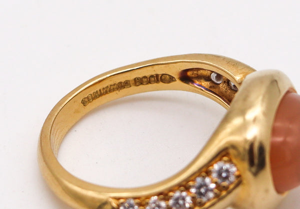 Angela Cummings Ring In 18Kt Gold With 4.98 Ctw In Diamonds And Moonstone