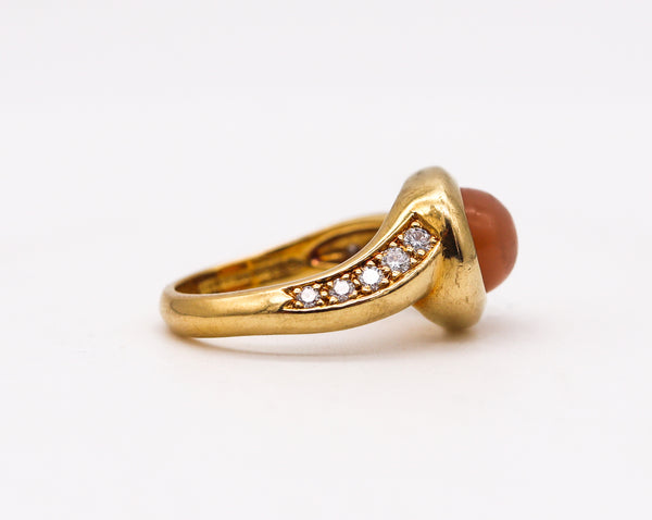 Angela Cummings Ring In 18Kt Gold With 4.98 Ctw In Diamonds And Moonstone