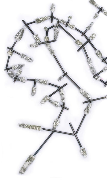 IRO KASKANI STERLING SILVER SAUTOIR NECKLACE WITH WHITE POWDER ENAMEL
