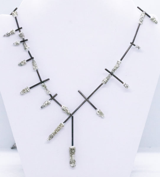 IRO KASKANI STERLING SILVER SAUTOIR NECKLACE WITH WHITE POWDER ENAMEL