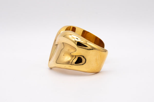 TIFFANY & CO. 1979 BY ELSA PERETTI ABSTRACT CUFF BRACELET IN 18 KT GOLD VERMEIL