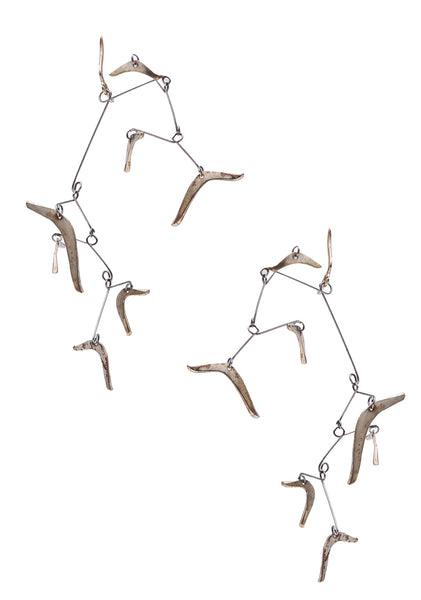 -Ruth Berridge 1960 Kinetique Mobile Sculptural Earrings In Sterling Silver.