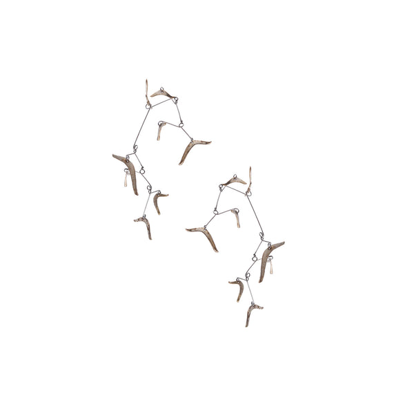 -Ruth Berridge 1960 Kinetique Mobile Sculptural Earrings In Sterling Silver.