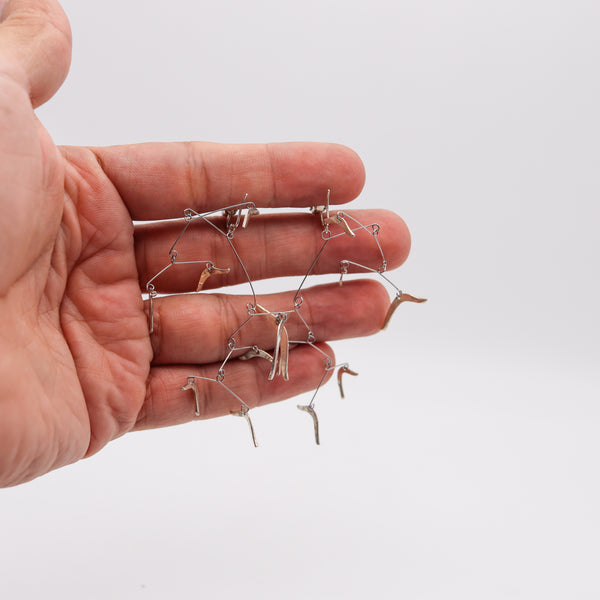 -Ruth Berridge 1960 Kinetique Mobile Sculptural Earrings In Sterling Silver.