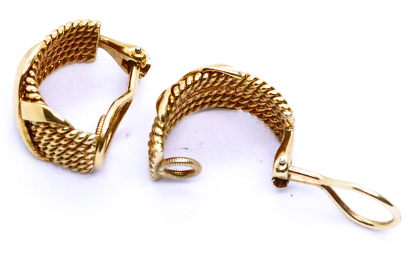 TIFFANY & CO. JEAN SCHLUMBERGER 18 KT GOLD 6 ROPES PAIR OF EAR CLIPS EARRINGS