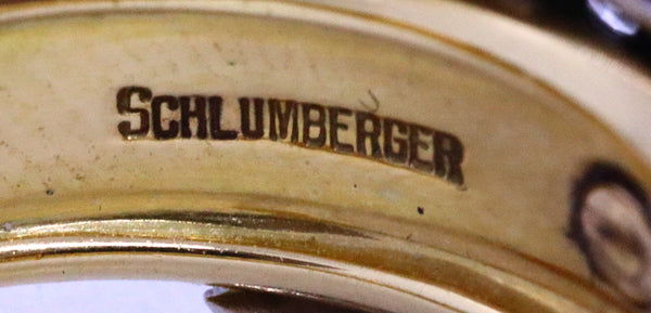 TIFFANY & CO, JEAN SCHLUMBERGER GREEN ENAMEL 18 KT GOLD AND PLATINUM DIAMONDS RING