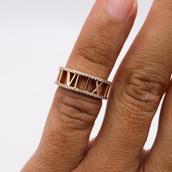 Tiffany & Co. Atlas Roman Numerals Eternity Ring In 18Kt Yellow Gold With VS Diamonds
