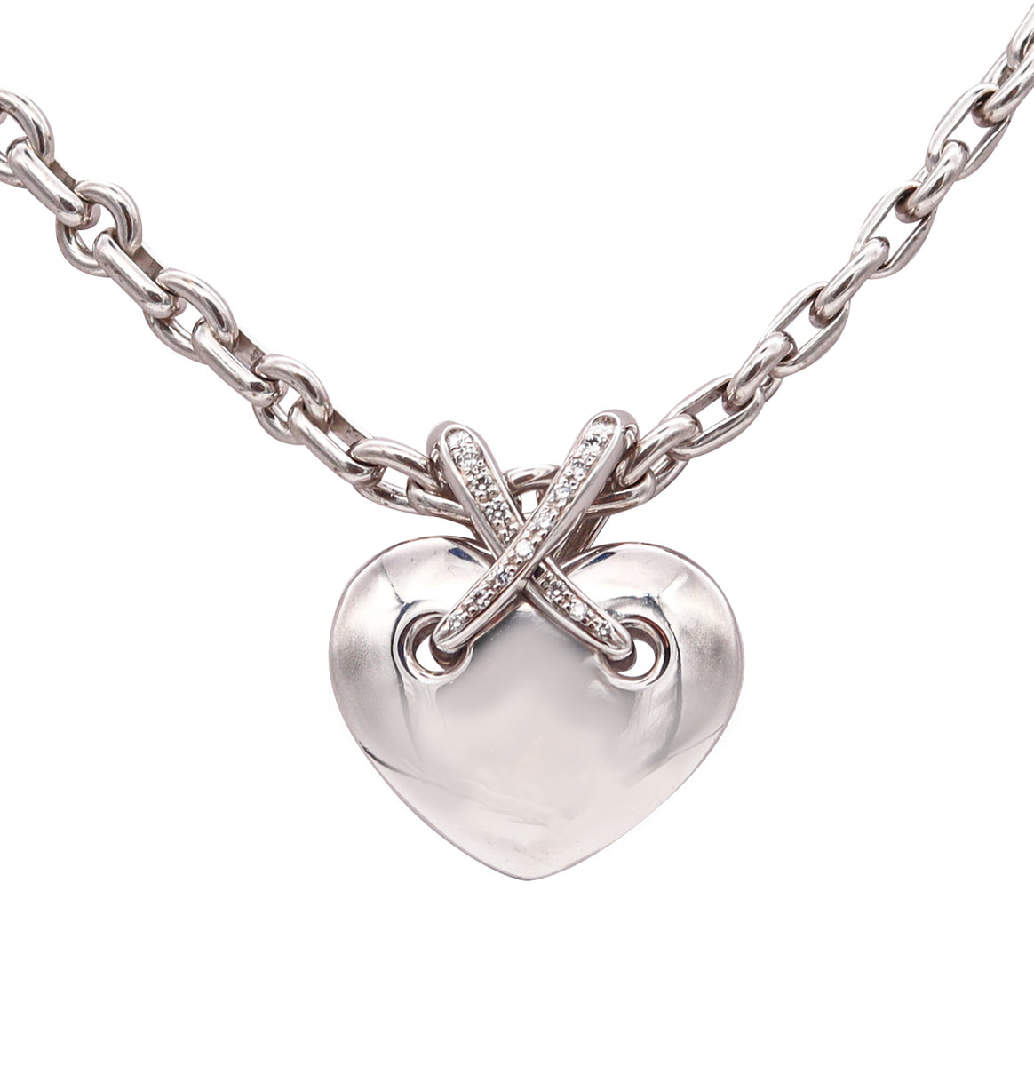 Diamond Heart Locket, 18k White Gold, LV Design, Gift, Neck Mess, Photo  Frame