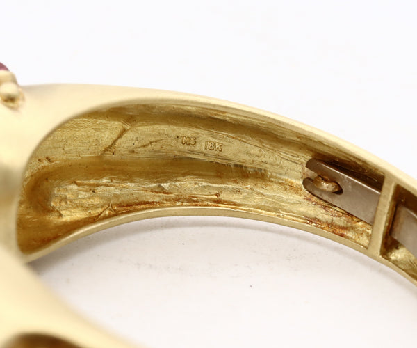 Marlene Stowe Cuff Bracelet In 18Kt Brushed Gold With Mabe Pearls And Tourmalines
