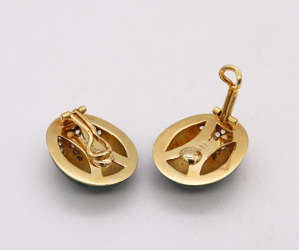 BRUNO GUIDI 1960 Enameled Clips-On Earrings In 18Kt Gold With 2.16 Cts In Diamonds