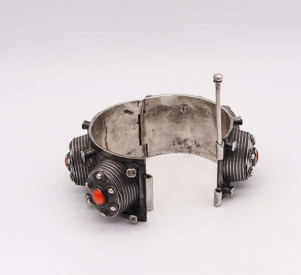 -French Art Deco 1930 Geometric Bracelet Bangle In Solid Sterling Silver