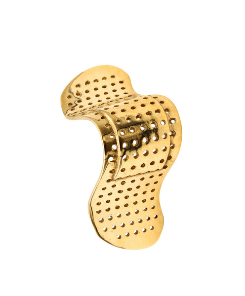 Alan Crocetti 2014 Sculptural Nose Plaster Ring In 18 Kt Yellow Gold Vermeil On Sterling