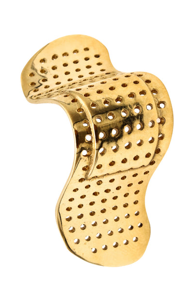 Alan Crocetti 2014 Sculptural Nose Plaster Ring In 18 Kt Yellow Gold Vermeil On Sterling