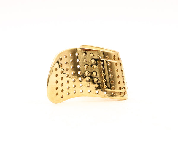 Alan Crocetti 2014 Sculptural Nose Plaster Ring In 18 Kt Yellow Gold Vermeil On Sterling