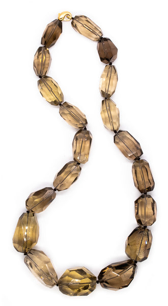 H. Stern 18Kt Gold Massive Necklace With 2550 Ctw In Faceted Greenish Smokey Quartz