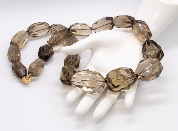 H. Stern 18Kt Gold Massive Necklace With 2550 Ctw In Faceted Greenish Smokey Quartz